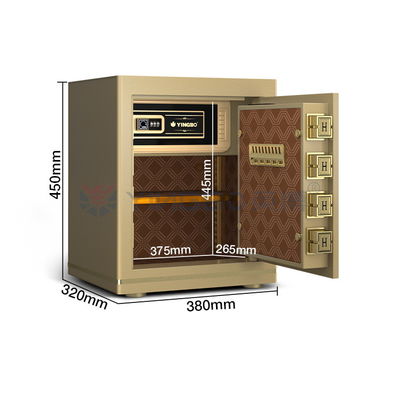 H450mm গোল্ড অফিস লক বক্স ফিঙ্গারপ্রিন্ট লক + পাসওয়ার্ড + কী