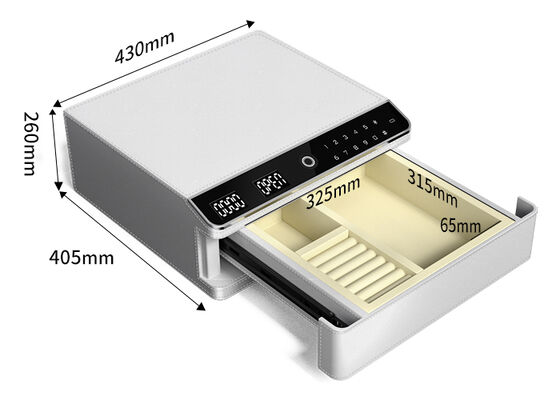 স্বয়ংক্রিয় পপ-আপ এবং ধাতব স্লাইডিং রেল সহ চামড়া-আচ্ছাদিত ছোট গয়না সিকিউর বক্স