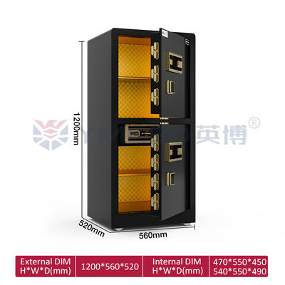 পেটেন্ট ডাবল সারি বোল্ট ডবল ডোর ডুয়াল অ্যালার্ম হোম সেফ বক্স YB/RS-120D কালো